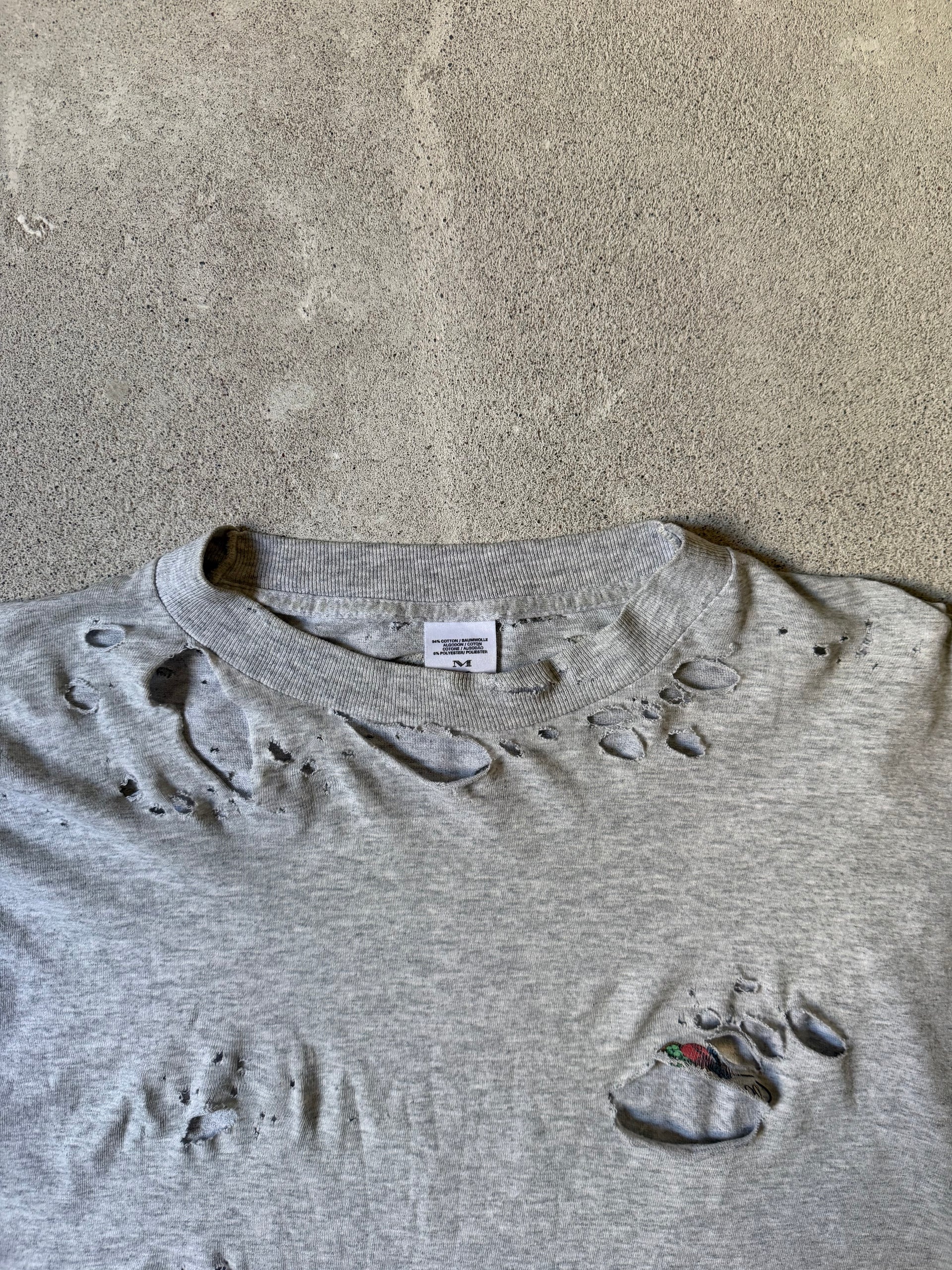 90s Fruit of the Loom Blank Distressed T-Shirt | Size M
