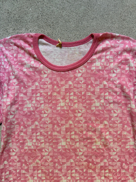 70s Pink Pattern Tee | Size M
