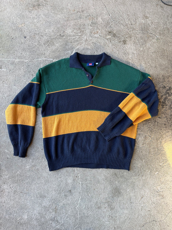 90s Cotton Knit Rugby Polo | Size XL