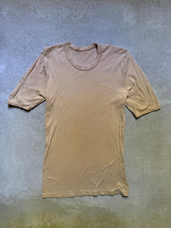 70s Beige Ringer Tee | Size L