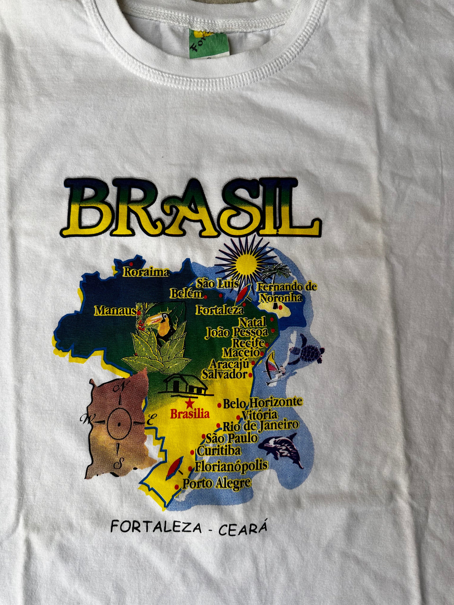 2000s Brazil tourist tee – Map graphic, relaxed fit.

