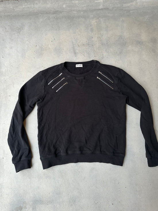 Black Saint Laurent sweatshirt with silver zipper details