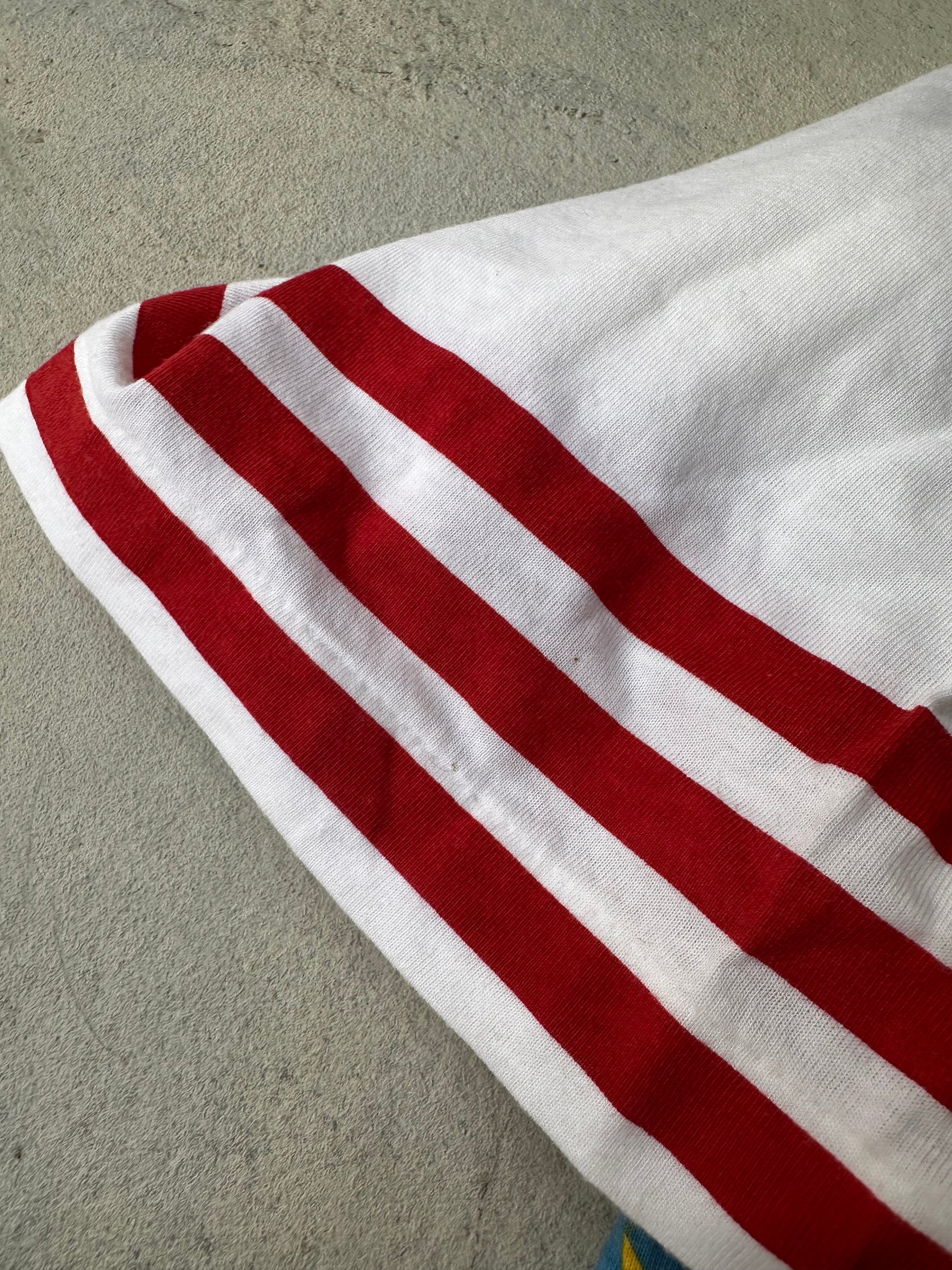Unique vintage golf polo with patterned sleeves 